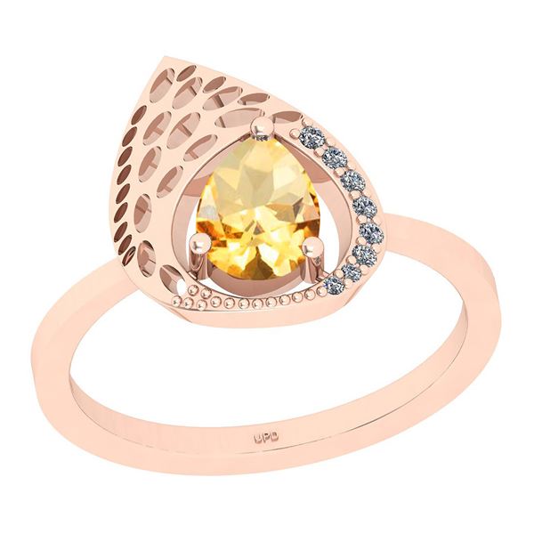 Certified 0.79 Ctw I2/I3 Citrine And Diamond 10K Rose G