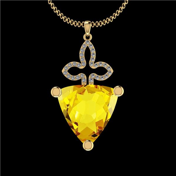 Certified 21.55 Ctw I2/I3 Lemon Topaz And Diamond 10K Y