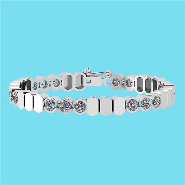 Certified 8.50 Ctw Diamond SI2/I1 14K White Gold Bracel