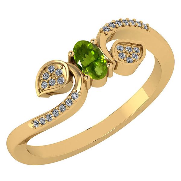 Certified 0.28 CTW Peridot And Diamond 14k Yellow Gold