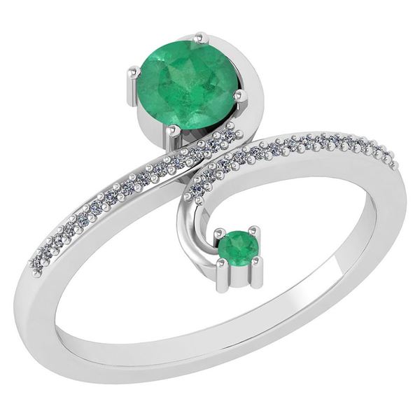 Certified 0.85 Ctw Emerald And Diamond 14k White Gold H