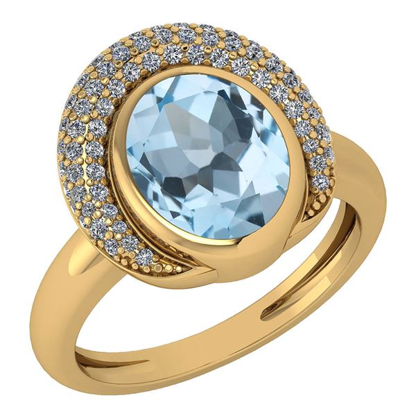 Certified 2.82 Ctw Blue Topaz And Diamond VS/SI1 Halo R