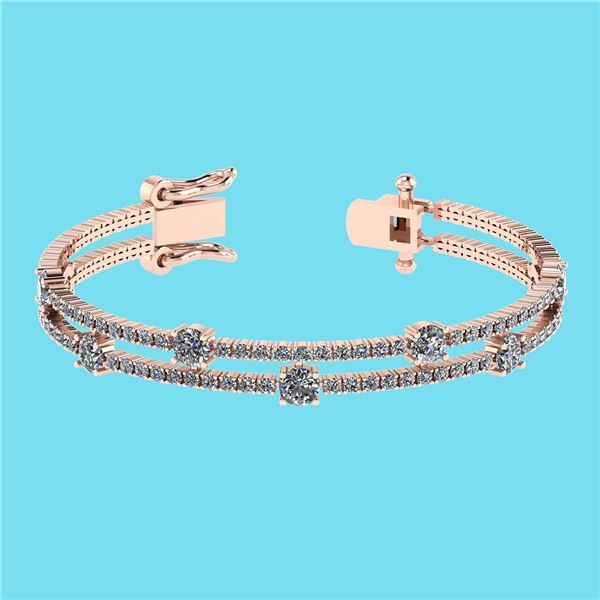 Certified 3.32 Ctw SI2/I1 Diamond 14K Rose Gold Bracele