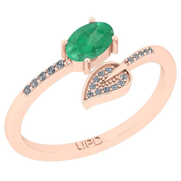 Certified 0.58 Ctw SI2/I1 Emerald And Diamond 14K Rose