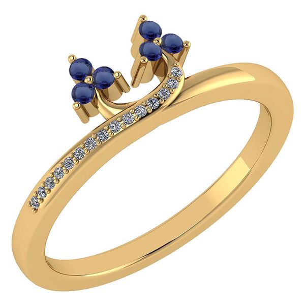 Certified 0.16 Ctw Blue Sapphire And Diamond 14k Yellow