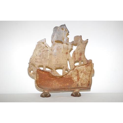 CAST IRON SPANISH GALLEON DOORSTOP IN ORI
