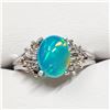 Image 1 : 10K BLUE OPAL(1.55CT) DIAMOND(0.1CT) RING SIZE 6