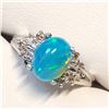 Image 2 : 10K BLUE OPAL(1.55CT) DIAMOND(0.1CT) RING SIZE 6