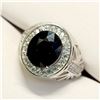 Image 1 : MENS SILVER SAPPHIRE(3CT) RING SIZE 9