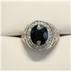 Image 2 : MENS SILVER SAPPHIRE(3CT) RING SIZE 9