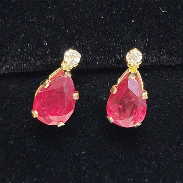 10K  RUBY(1.04CT) MOISSANITE(0.06CT) EARRINGS