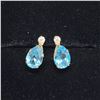 Image 1 : 10K  BLUE TOPAZ(1.5CT) MOISSANITE(0.06CT) EARRINGS