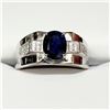 Image 1 : MENS SILVER SAPPHIRE(3CT) RING SIZE 9