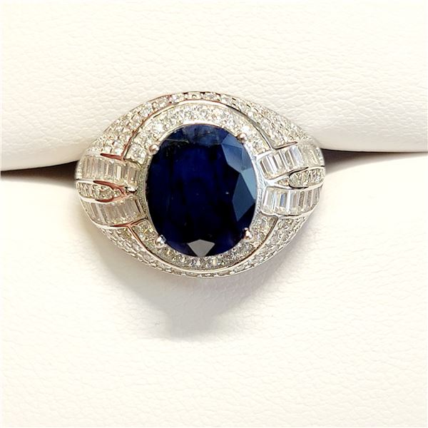 MENS SILVER SAPPHIRE(4.15CT) RING SIZE 10
