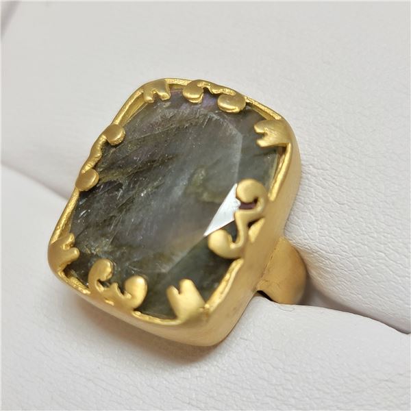 SILVER LABRADORITE RING SIZE 7