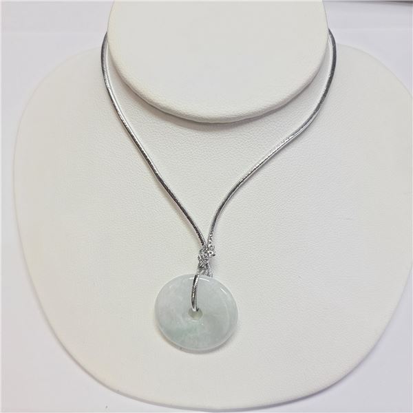 SILVER JADE NECKLACE 15"