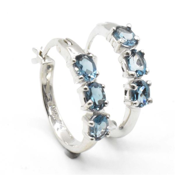 SILVER BLUE TOPAZ LONDON(1.75CT) EARRINGS