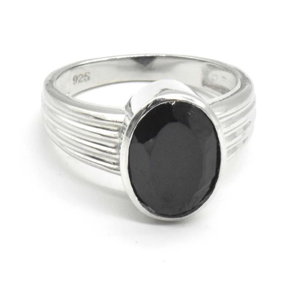 SILVER BLACK SPINEL(6.9CT) RING SIZE 10