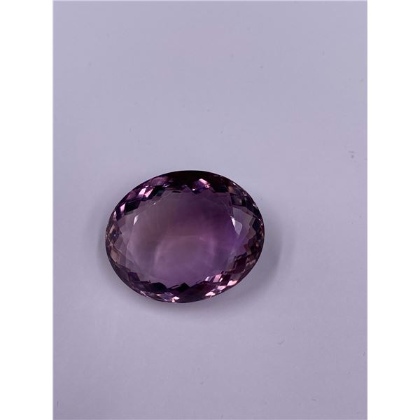 HUGE AMETHYST 50.29CT, 27.69 X 22.65 X 12.12MM, OVAL CUT, LOUPE CLEAN, BOLIVA, UNTREATED