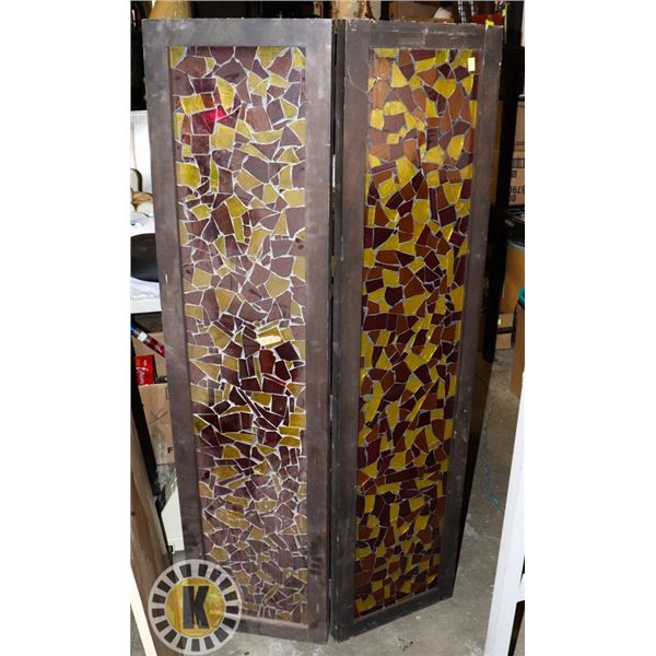 TWO PANELS OF MOSAIC GLASS
