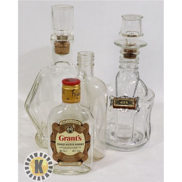 BOX OF LIQUOR DECANTERS