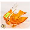 Image 1 : GLASS SWAN CANDY DISH- COLOR: CLEAR, ORANGE