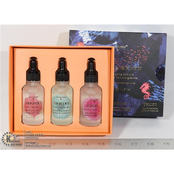 NEW 3PC RELAX AND RENEW BATH OIL SET