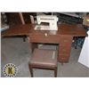 Image 1 : ESTATE SEWING MACHINE IN CABINET WITH STOOL