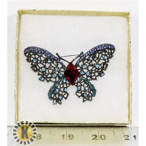 BUTTERFLY RHINESTONE BROOCH