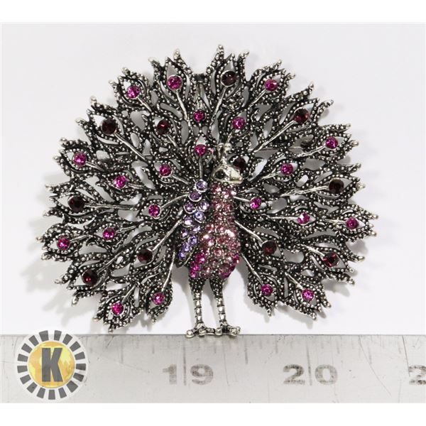 PEACOCK RHINESTONE BROOCH