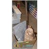 Image 1 : BOX OF BUILDING SUPPLIES- NETS, METAL SHEETS