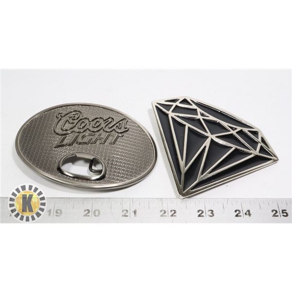 COORS LIGHT AND BLACK DIAMOND BELT BUCKLES