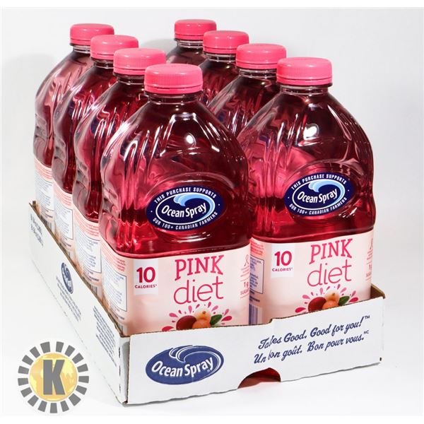 CASE OF 8 OCEAN SPRAY DIET PINK CRANBERRY JUICE