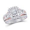 Image 1 : Diamond Bridal Wedding Ring Band Set 1-1/4 Cttw 14kt Two-tone Gold