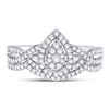 Image 2 : Diamond Teardrop Bridal Wedding Ring Band Set 1/2 Cttw 10kt White Gold