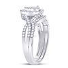 Image 3 : Diamond Teardrop Bridal Wedding Ring Band Set 1/2 Cttw 10kt White Gold