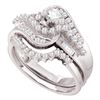 Image 1 : Diamond Bridal Wedding Ring Band Set 1 Cttw 10kt White Gold