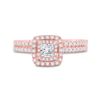 Image 2 : Princess Diamond Bridal Wedding Ring Band Set 3/4 Cttw 10kt Rose Gold
