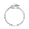 Image 4 : Diamond Heart Arrow Band Ring 1/10 Cttw 10kt White Gold