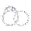 Image 4 : Princess Diamond Bridal Wedding Ring Band Set 3/4 Cttw 14kt White Gold