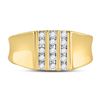 Image 2 : Mens Channel-set Diamond Triple Row Wedding Band Ring 1/4 Cttw 10kt Yellow Gold