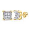 Image 1 : Mens Diamond Square Earrings 1/3 Cttw 10kt Yellow Gold