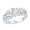 Image 1 : Diamond Flower Cluster Ring 5/8 Cttw 10kt White Gold