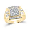 Image 1 : Mens Diamond Square Cluster Ring 1/3 Cttw 10kt Yellow Gold