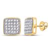 Image 1 : Diamond Square Cluster Earrings 1/6 Cttw Yellow-tone Sterling Silver