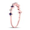 Image 3 : Blue Sapphire Diamond Square Stackable Band Ring 1/5 Cttw 10kt Rose Gold