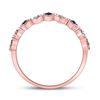Image 4 : Blue Sapphire Diamond Square Stackable Band Ring 1/5 Cttw 10kt Rose Gold