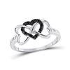 Image 1 : Black Color Enhanced Diamond Triple Trinity Heart Ring 1/10 Cttw Sterling Silver