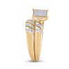 Image 4 : His Hers Diamond Cluster Matching Wedding Set 1/12 Cttw 10kt Yellow Gold