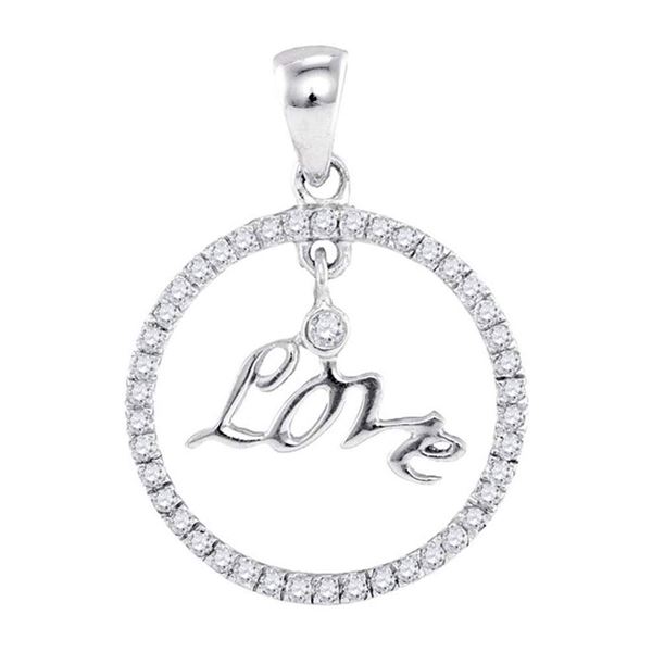 Circular Captured Love Circle Pendant 10k White Gold